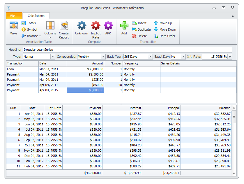 Irregular Loan - Implicit Rate Calc