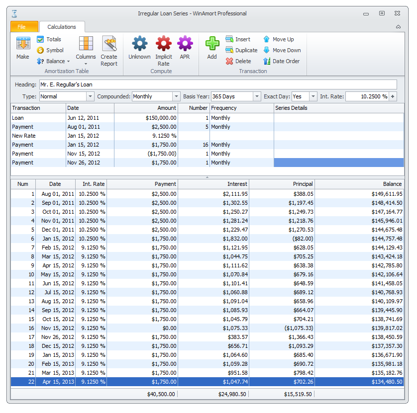 Irregular Payment Example 1